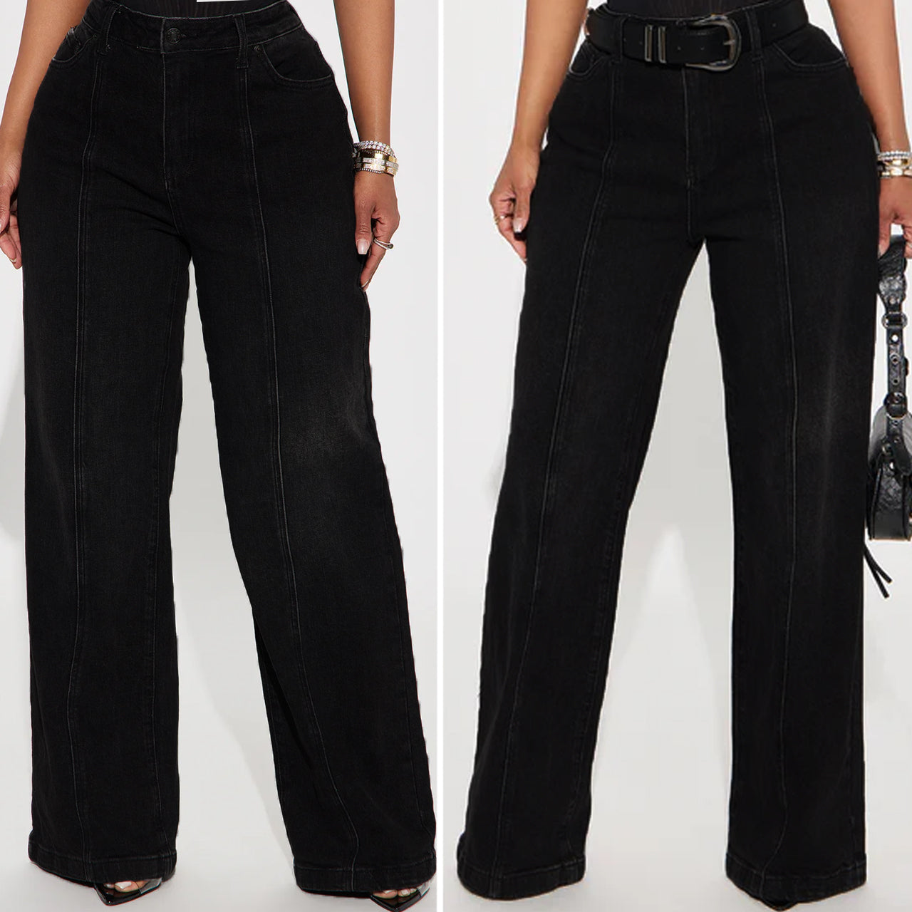 ( REF 14 ) سروال جينز شارلي بخط في الوسط