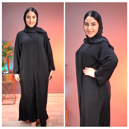 ( REF 15 ) عباية كريب برادا راقية مطروزة بالأحجار
